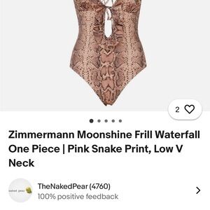 Zimmermann Pink Snake Print One Piece